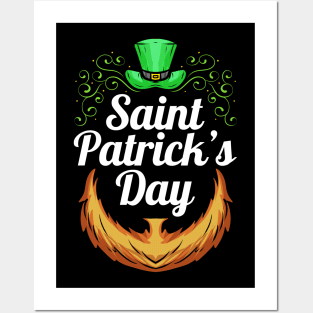 Green Hat And Red Beard With Tribals For St. Patricks Day Posters and Art